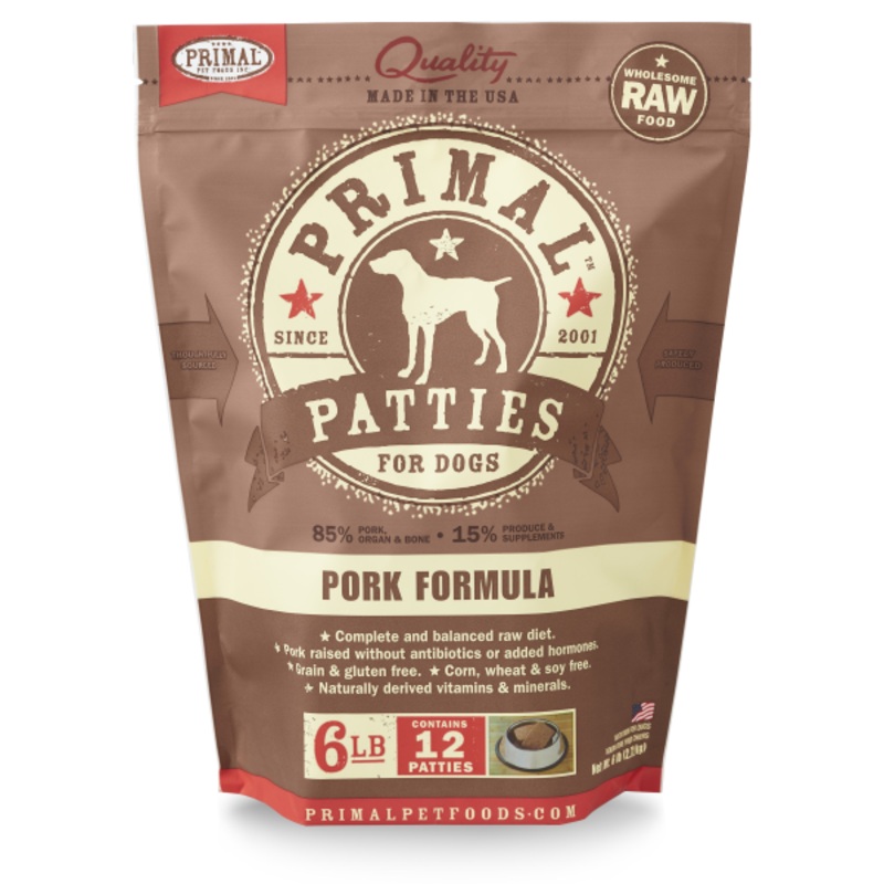 Primal Dog Raw Pork Patties 6 lb