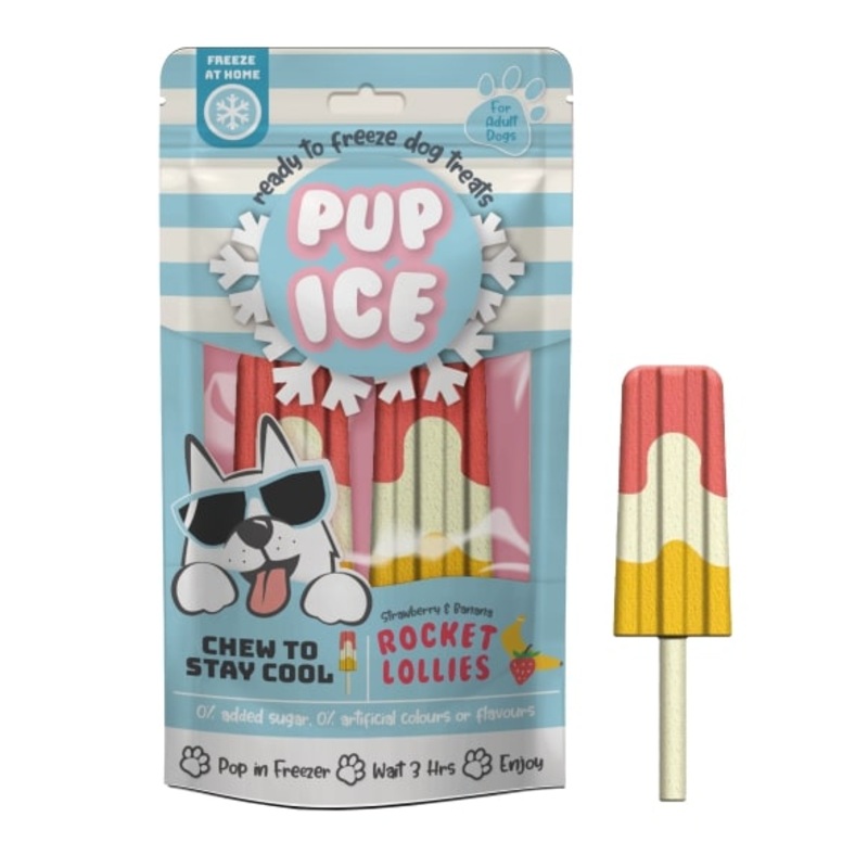 Spot Ethical Pet Dog Treat Pup Ice Rocket Lollies Yogurt, Strawberry & Banana Flavor 3oz
