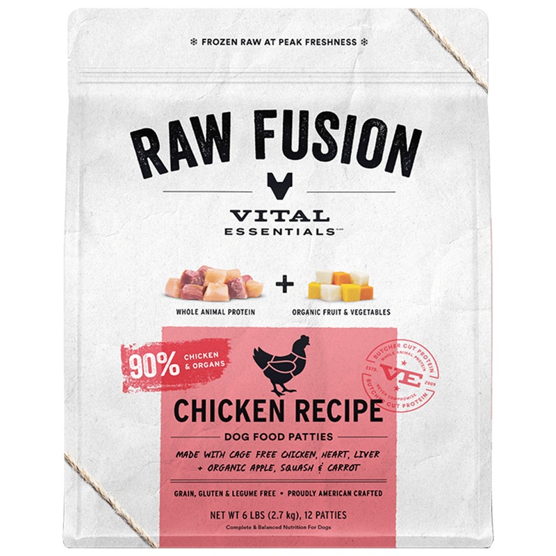 Vital Essentials Raw Fusion Chicken Entre Patties Frozen Raw Dog Food 6 lb