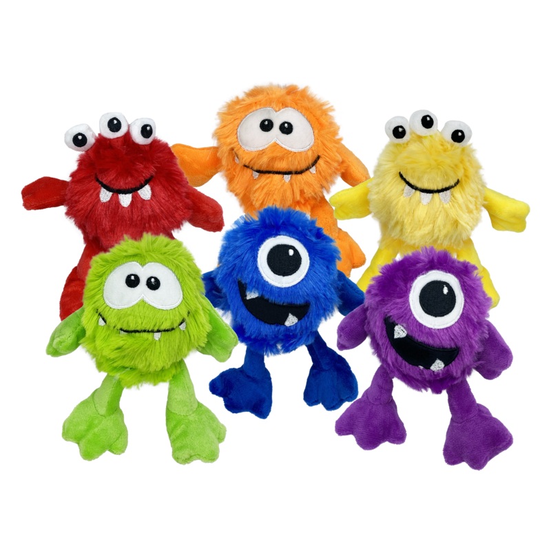 Multipet Plush Dog Toy Plush Monsters Mini 5in Assorted
