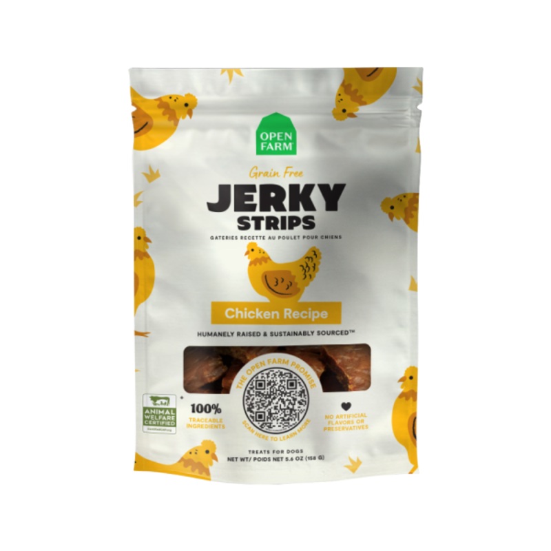 Open Farm Dog Treats Grain Free Jerky Strips Chicken 5.6 oz