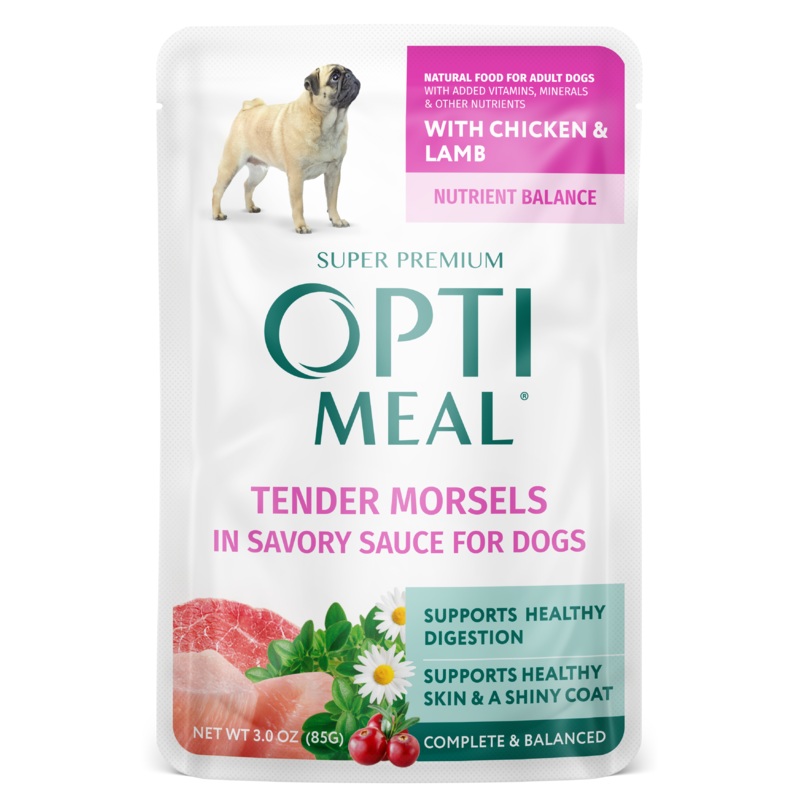Optimeal Tender Morsels 3oz Grain Free Dog Pouch Chicken Lamb