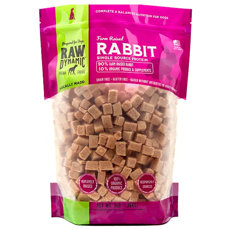 Raw Dynamic Frozen Dog Food Cubes Rabbit 6lb