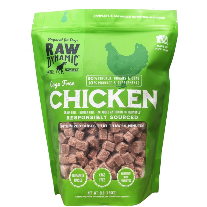 Raw Dynamic Frozen Raw Dog Food Cage Free Chicken Cubes 3 lb