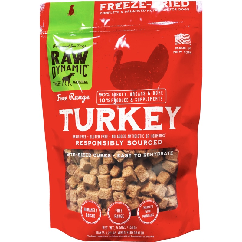 Raw Dynamic Frozen Raw Dog Food Free Range Turkey Cubes 3 lb