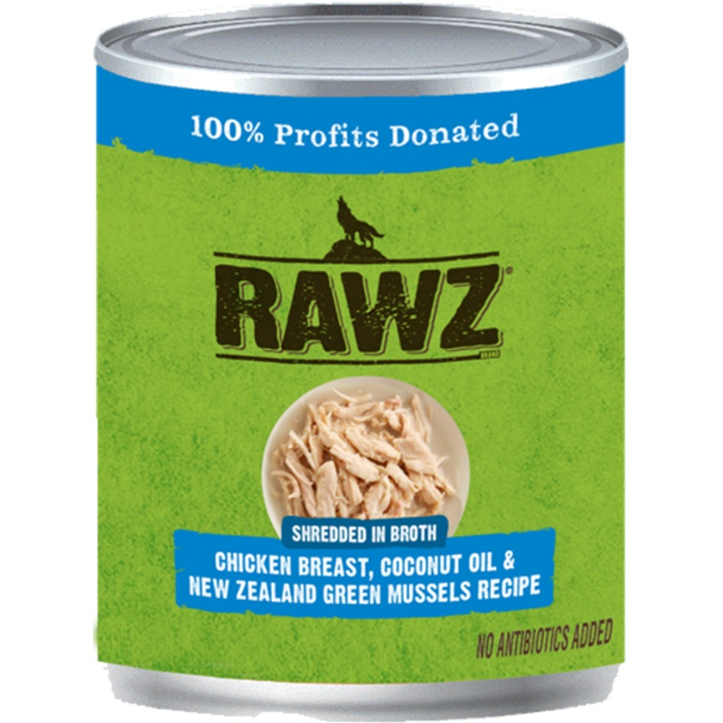 Rawz Shreddded Chicken, Coconut Oil New Zealand Green Mussel Dog Food 10oz