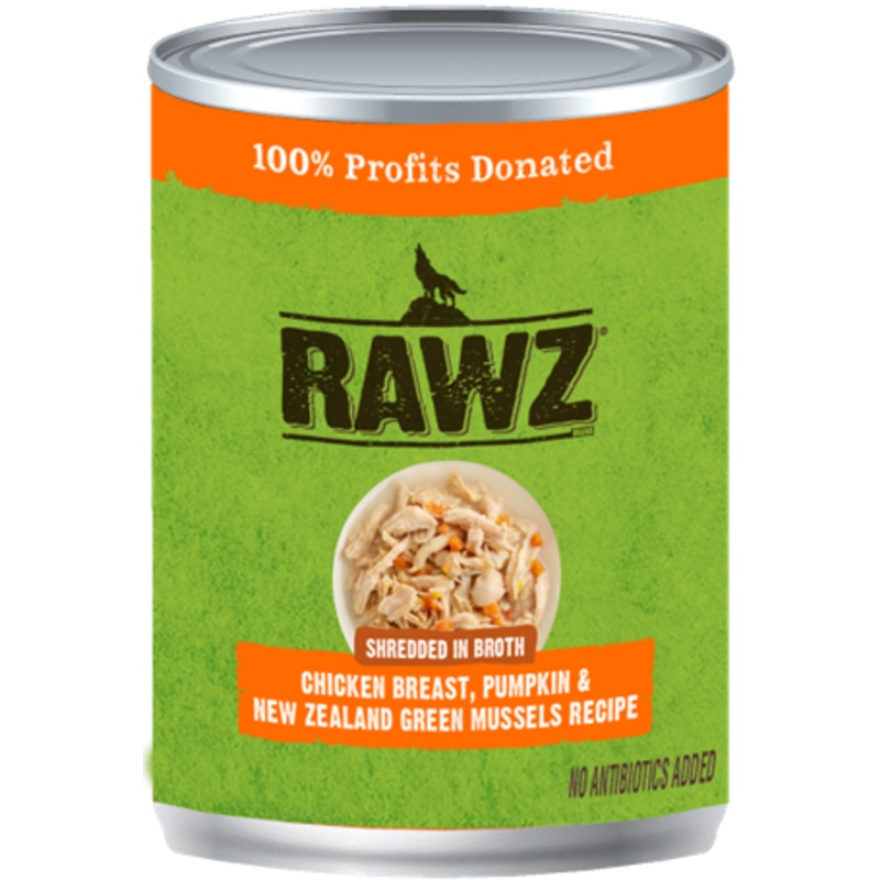 Rawz Shreddded Chicken, Pumpkin, New Zealand Green Mussel Dog Food 10oz