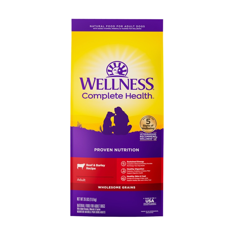 Wellness Complete Health Adult Dry Dog Food Beef & Barley Recipe 26lb Bag