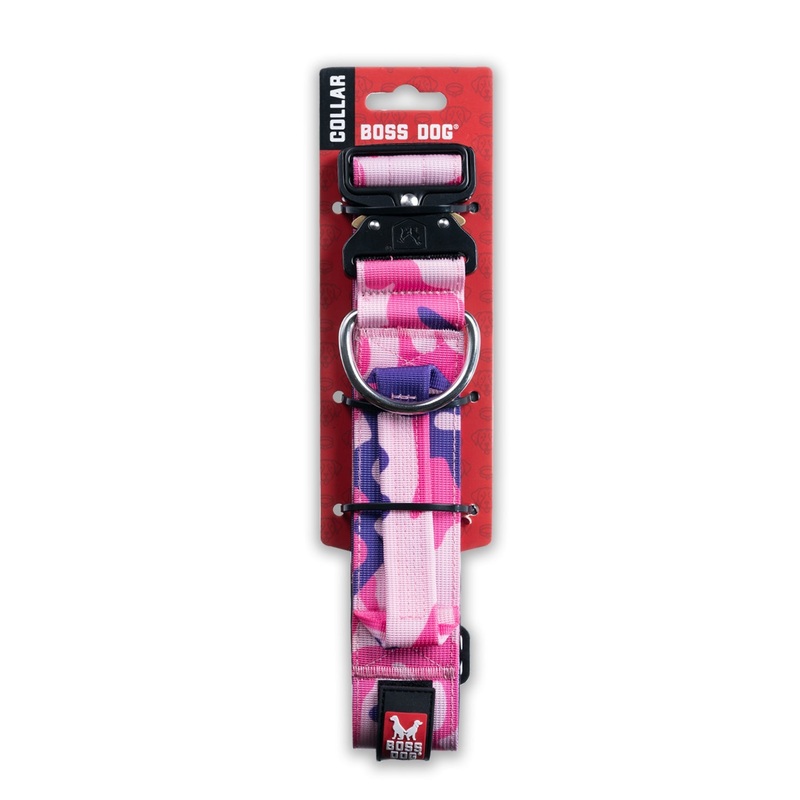 Boss Dog Tactical Dog Collar 17-22in 1.5in Pink Camo