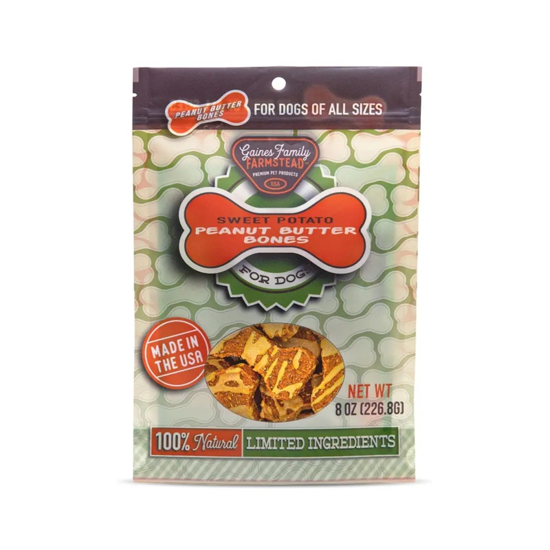 Gaines Sweet Potato Bone Peanut Butter Coated Dog Treat 8 Oz