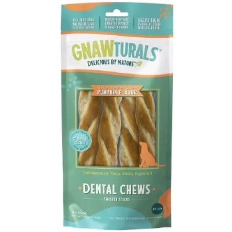 Gnawturals Dental Chews Twisted Stick Pumpkin Large 4ct