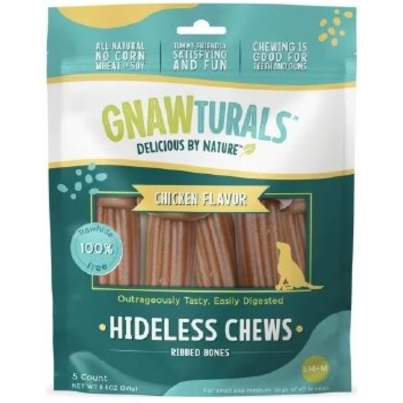 Gnawturals Hideless Chews Ribbed Bone Chicken Medium 5ct