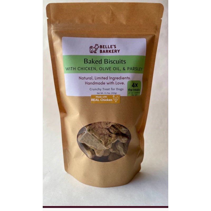 Belle's Barkery Signature Baked Dog Biscuits with Chicken, Olive Oil, & Parsley 2.9oz