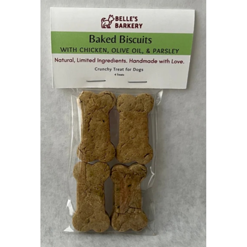 Belle's Barkery Signature Baked Dog Biscuits with Chicken, Olive Oil, & Parsley 4pk