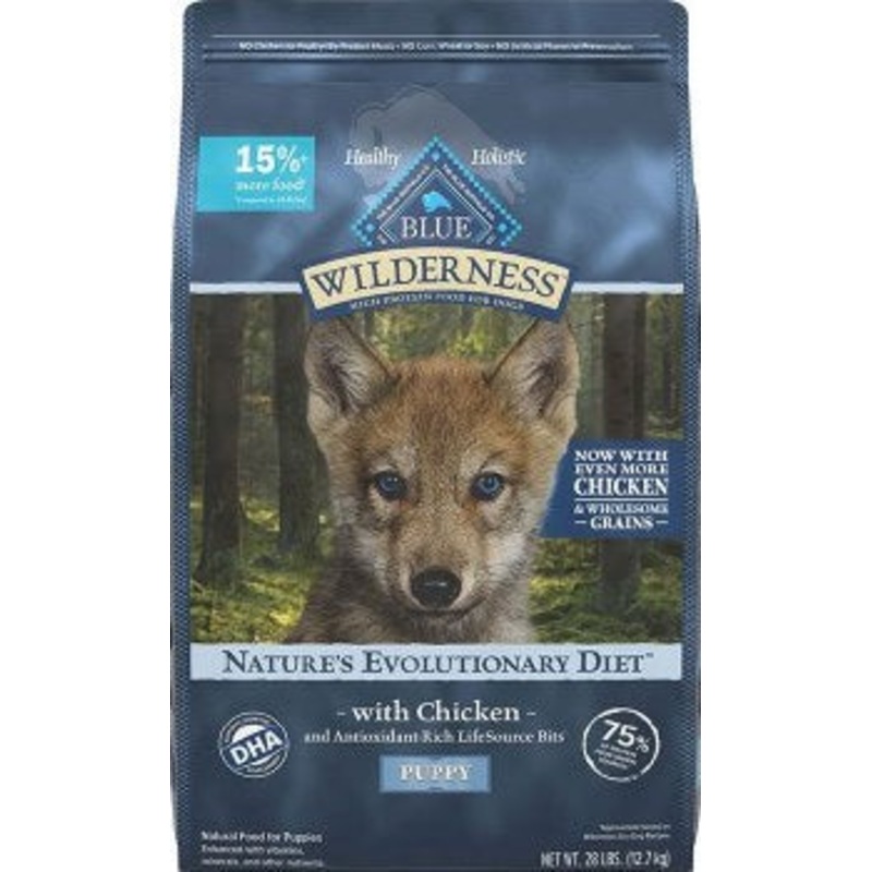 Blue Buffalo Wilderness Puppy Formula Chicken and Peas Recipe Grain Free Dry Dog Food 24lb