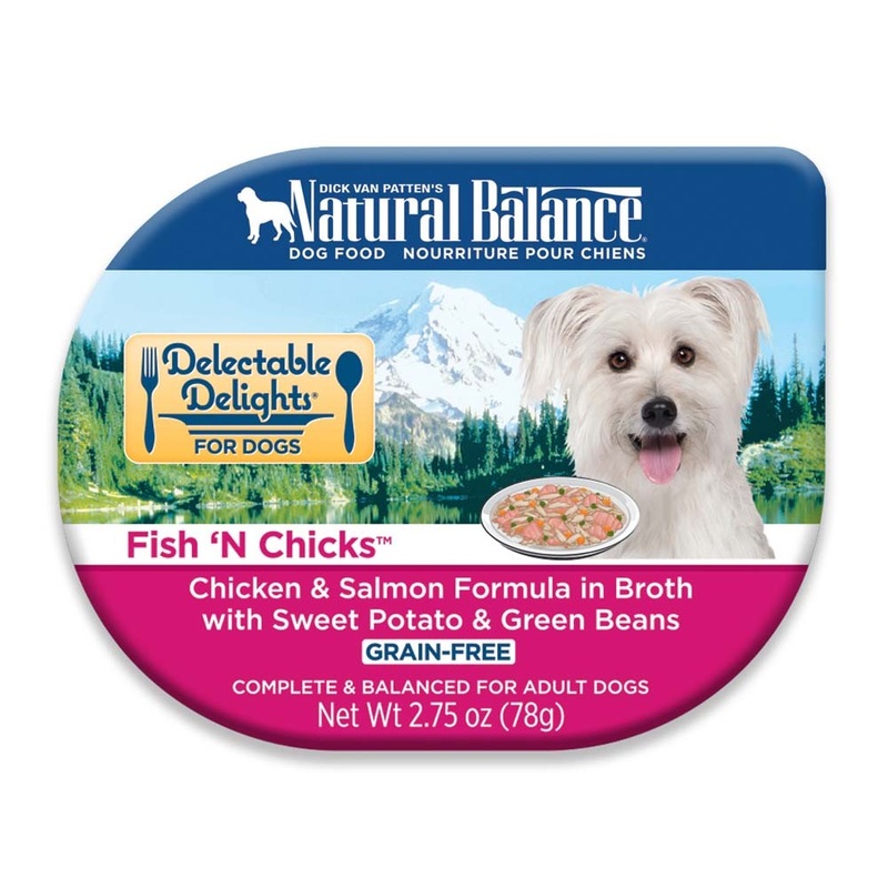 Natural Balance Pet Foods Delectable Delights Fish N Chicks in Broth Dog Food 2.75 oz