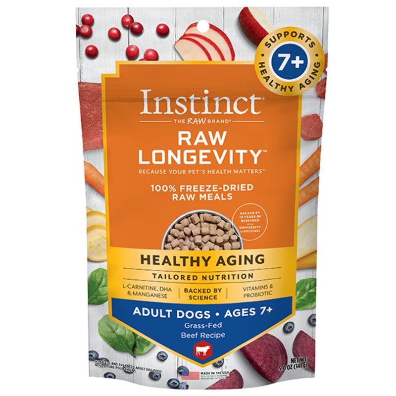 Nature's Variety Instinct Dog Raw Longevity FD Meals Beef Adult 7+ 5 oz