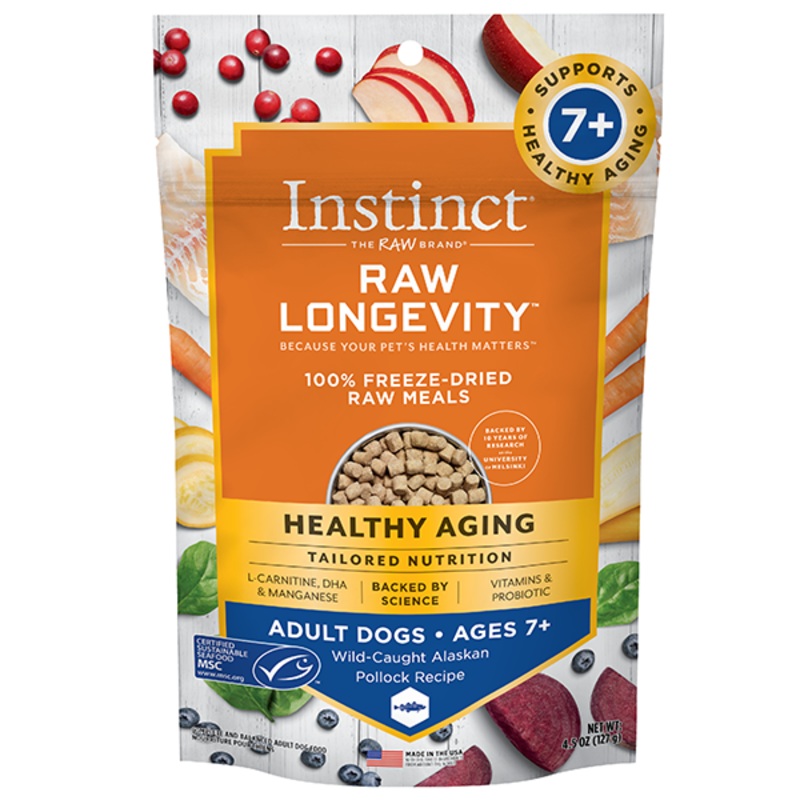 Nature's Variety Instinct Dog Raw Longevity FD Meals Pollock Adult 7+ 4.5 oz