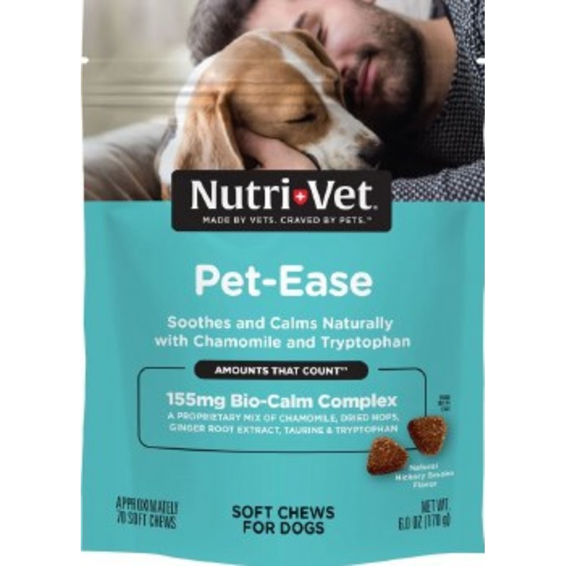 NutriVet Pet Ease Calming Soft Chews for Dogs, Smoked Hickory Flavored, 65ct