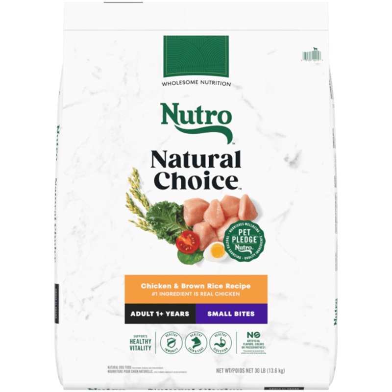Nutro Natural Choice Dry Dog Food Adult Small Bites Chicken & Brown Rice Recipe 30lb bag