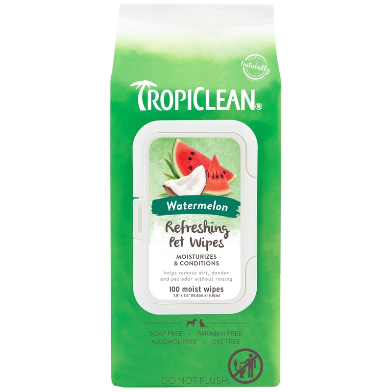 TropiClean Watermelon 2-in-1 Wipes, 100ct