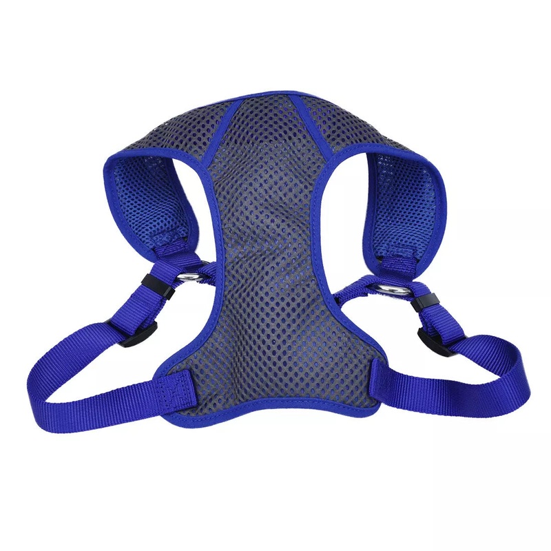 Coastal Comfort Soft Sport Wrap 1in Wide 28-36in Adjustable Dog Harness Grey with Blue