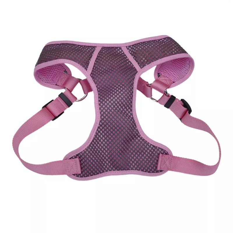 Coastal Comfort Soft Sport Wrap 1in Wide 28-36in Adjustable Dog Harness Grey with Pink