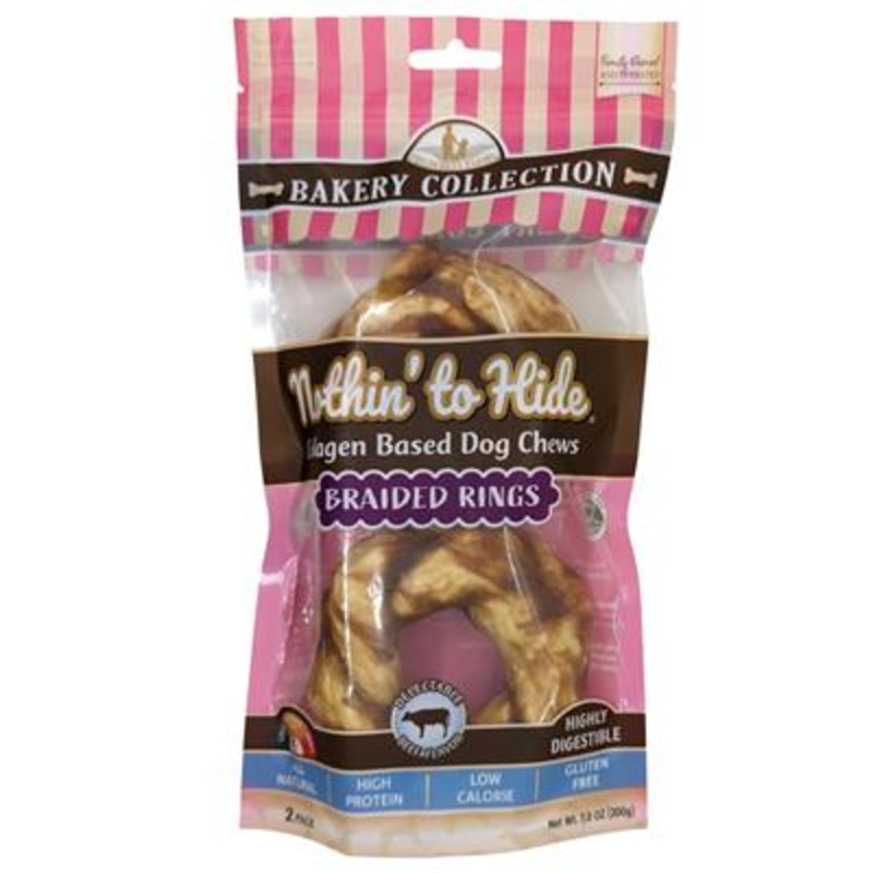 Fieldcrest Farms Nothin' To Hide Bakery Collection Dog Treat Braided Ring, Beef 3.5in 2pk