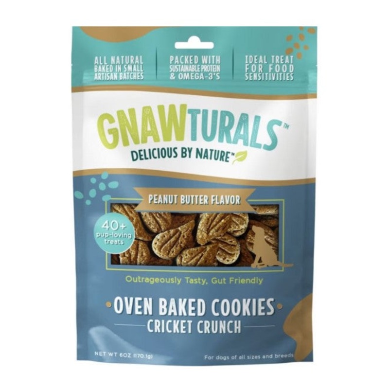 Gnawturals, Peanut Butter Cricket Crunch Dog Treats, 6 oz
