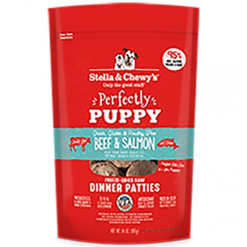 Stella & Chewy's Perfectly Puppy Freeze Dried Raw Beef and Salmon Dinner Patties Grain Free Dog Food 5.5oz