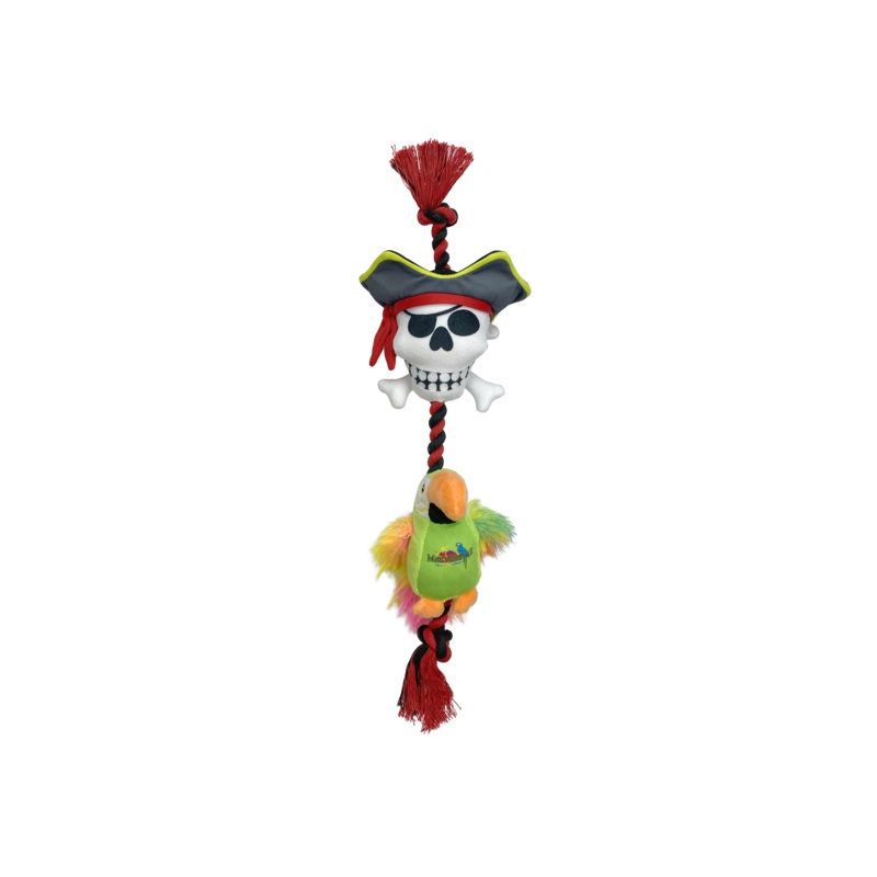 Multipet Plush Dog Toy Margaritaville Pirate and Parrot Rope 18in Assorted