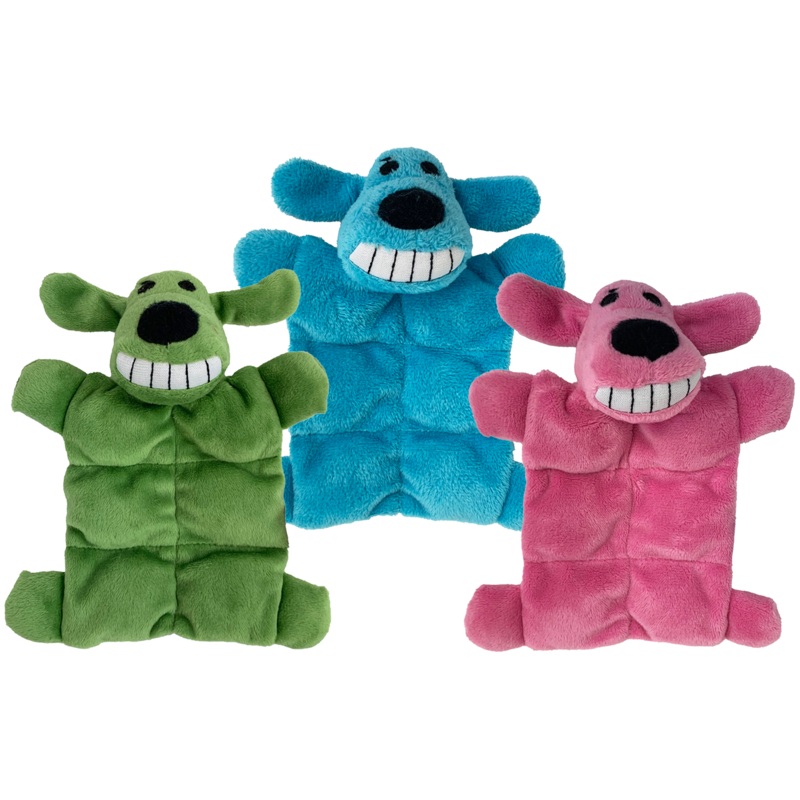 Multipet Plush Dog Toy Mini Loofa Squeaker Mat 6.5in Assorted