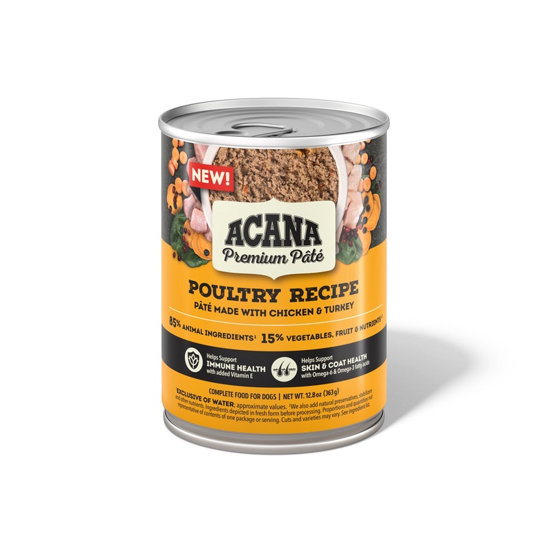 ACANA Premium Pate Wet Dog Food Poultry Recipe in Bone Broth, 12.8oz