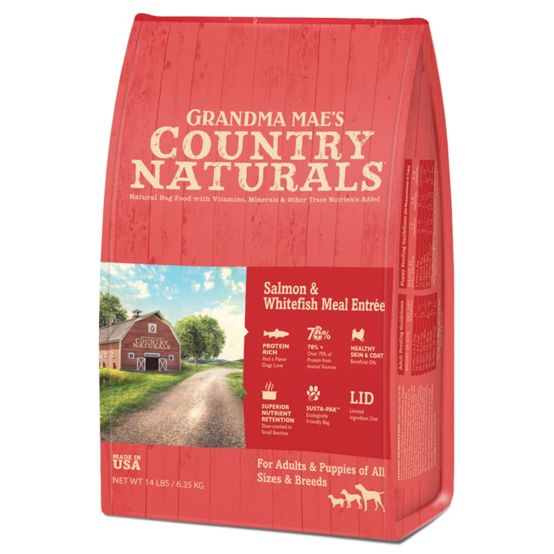 Grandma Mae's Country Naturals Dry Dog Food 24lb Salmon and Whitefish