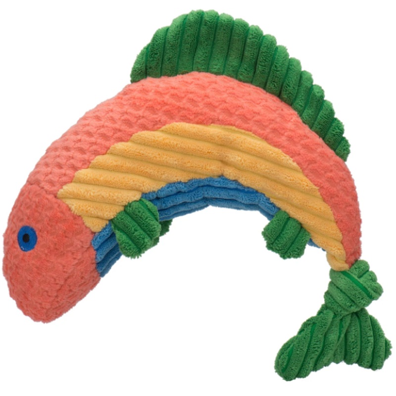 HuggleHound Knottie Raucous Rainbow Trout Large Dog Toy