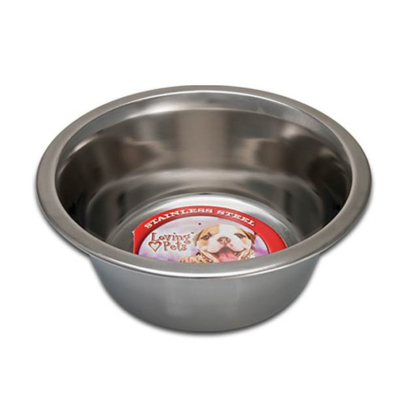 Loving Pets Ruff N' Tuff Traditional Stainless Steel Dog Dish 2pt