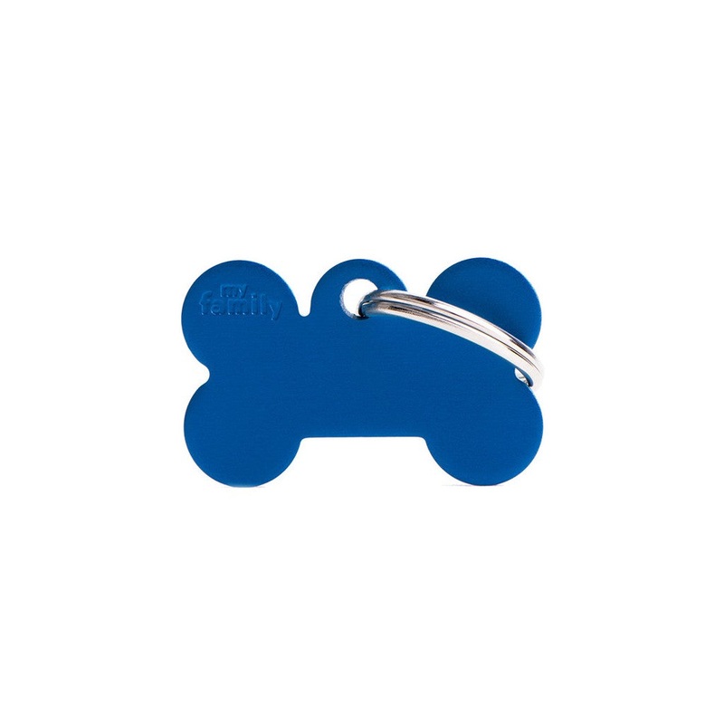 My Family ID Aluminum Blue Bone Tag, Small