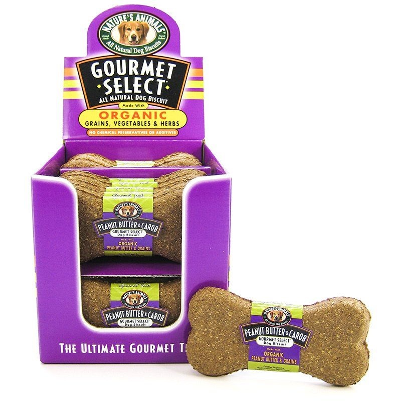 Natures Animals Gourmet Select Organic Dog Bone - Peanut Butter & Carob Flavor  Dog Biscuit Single