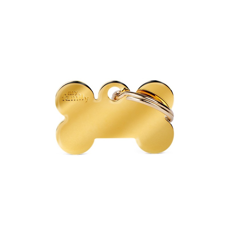 My Family ID Basic Small Bone ID Tag in Gold-Plated Brass