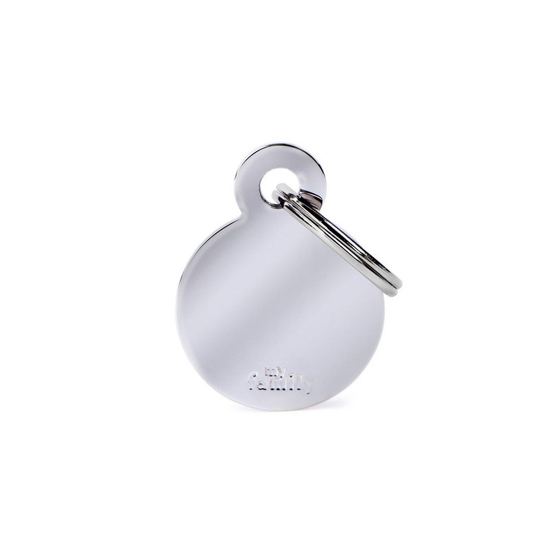 My Family ID Basic Small Circle ID Tag in Chrome-Plated Brass