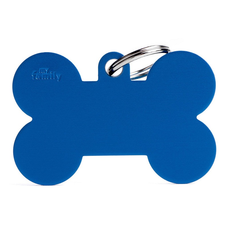 My Family ID Basic XL Aluminum Blue Bone ID Tag