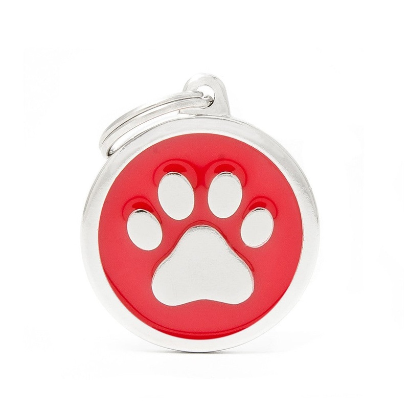 My Family ID Big Red Circle Paw Tag