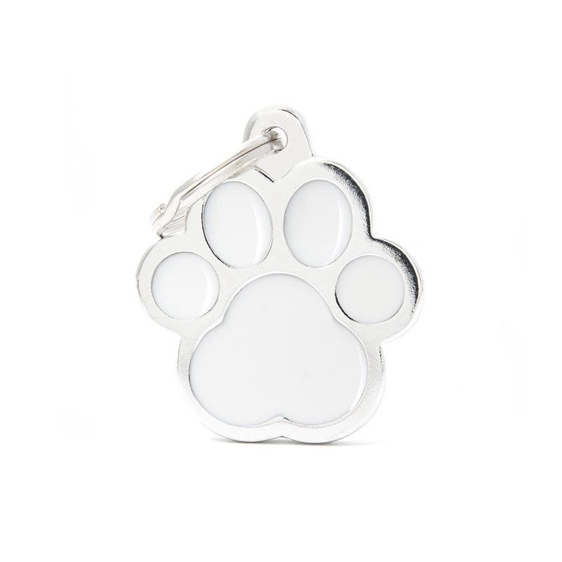 My Family ID Classic Big White Paw ID Tag