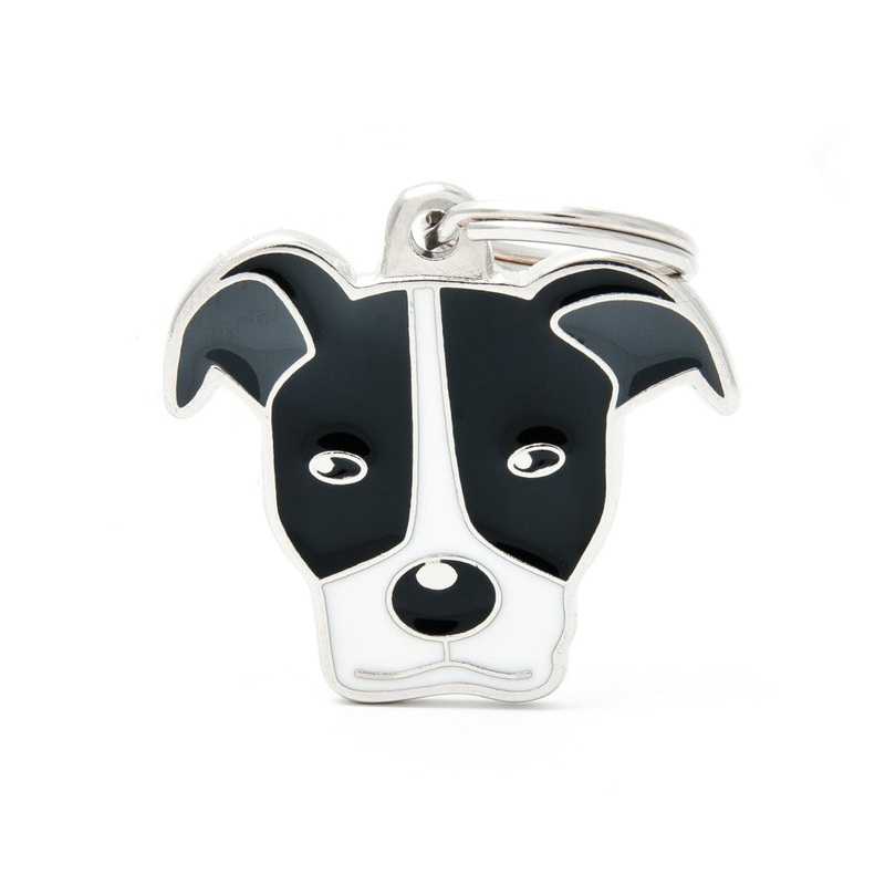 My Family ID Friends Black and White Pitbull ID Tag