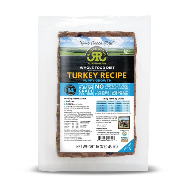 Raised Right Gently Cooked Puppy Turkey 1lb