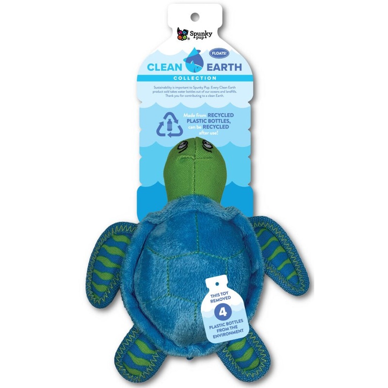 Spunky Pup Clean Earth Small Sea Turtle Plush Dog Toy