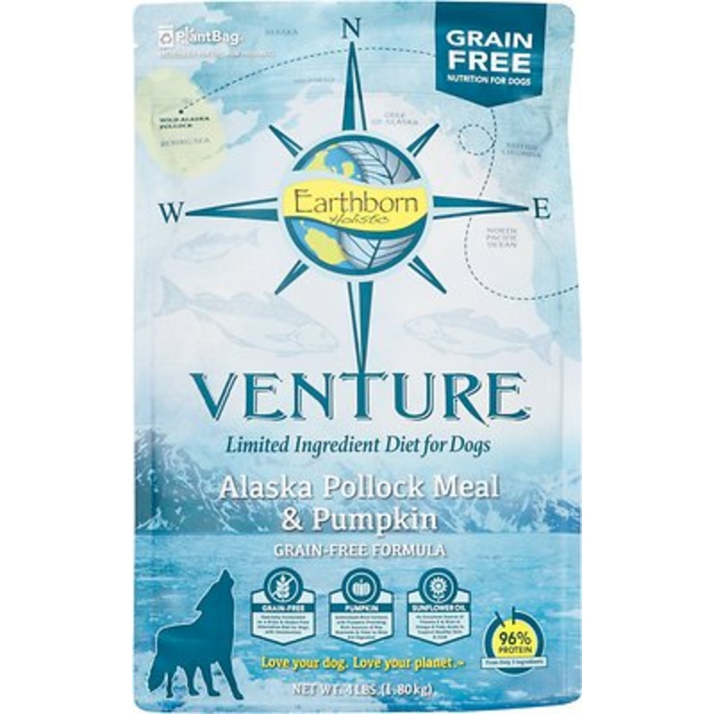 Earthborn Holistic Venture Grain-Free Limited Ingredients Alaska Pollock & Pumpkin Dry Dog Food  4 lb