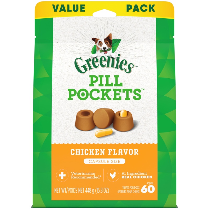GREENIES PILL POCKETS Capsule Size Natural Dog Treats Chicken Flavor  15.8 oz. Value Pack (60 Treats)