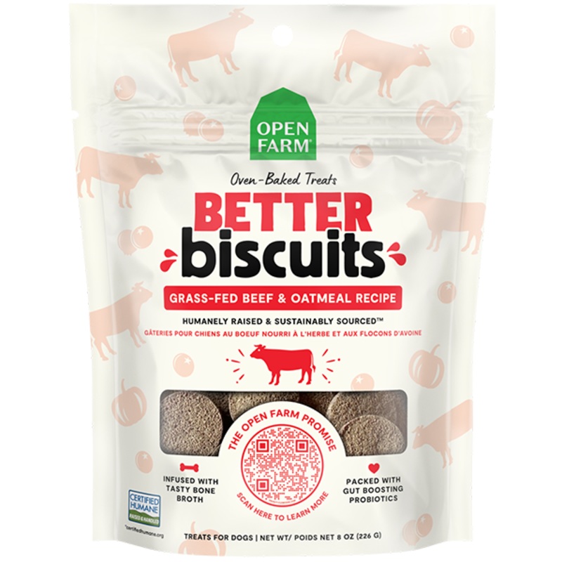 Open Farm Dog Treats Better Biscuits Beef & Oatmeal 8 oz