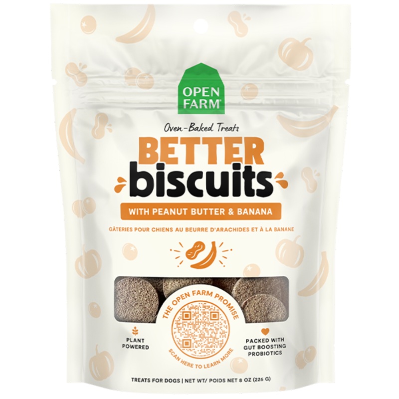 Open Farm Dog Treats Better Biscuits PB & Banana 8 oz